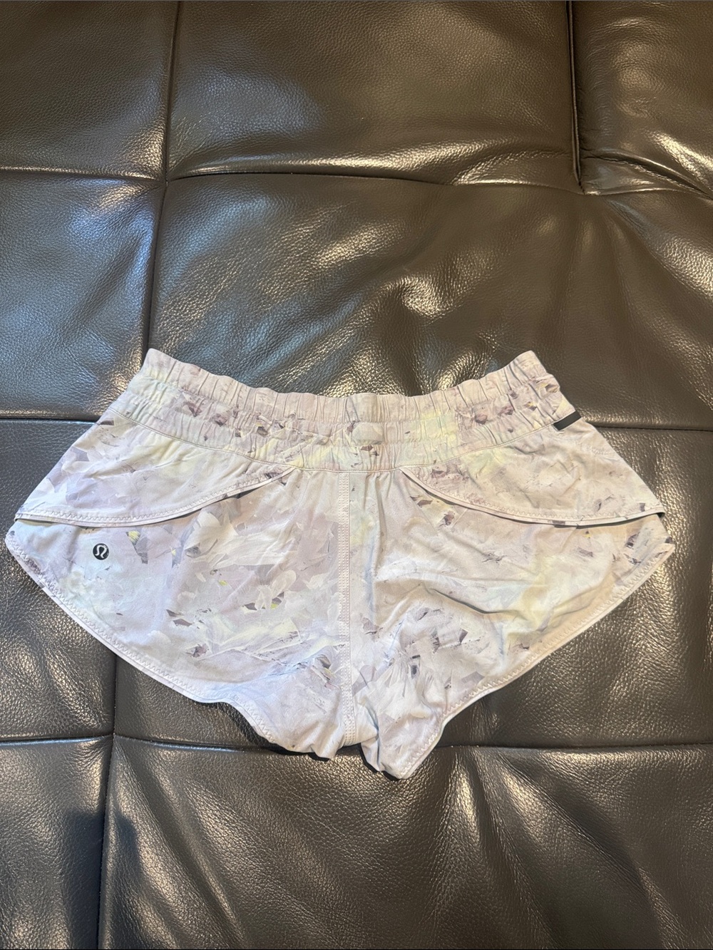 lululemon athletica Light Lavender Gray White Printed Athletic Very Short Shorts